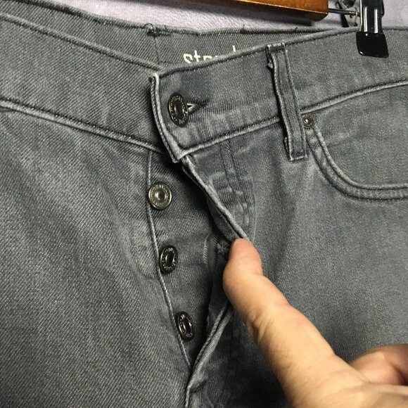 7FAM Mens Standard Slim Fit Gray Jeans size 31x34 Stretch Button Fly (Altered) - Picture 6 of 16